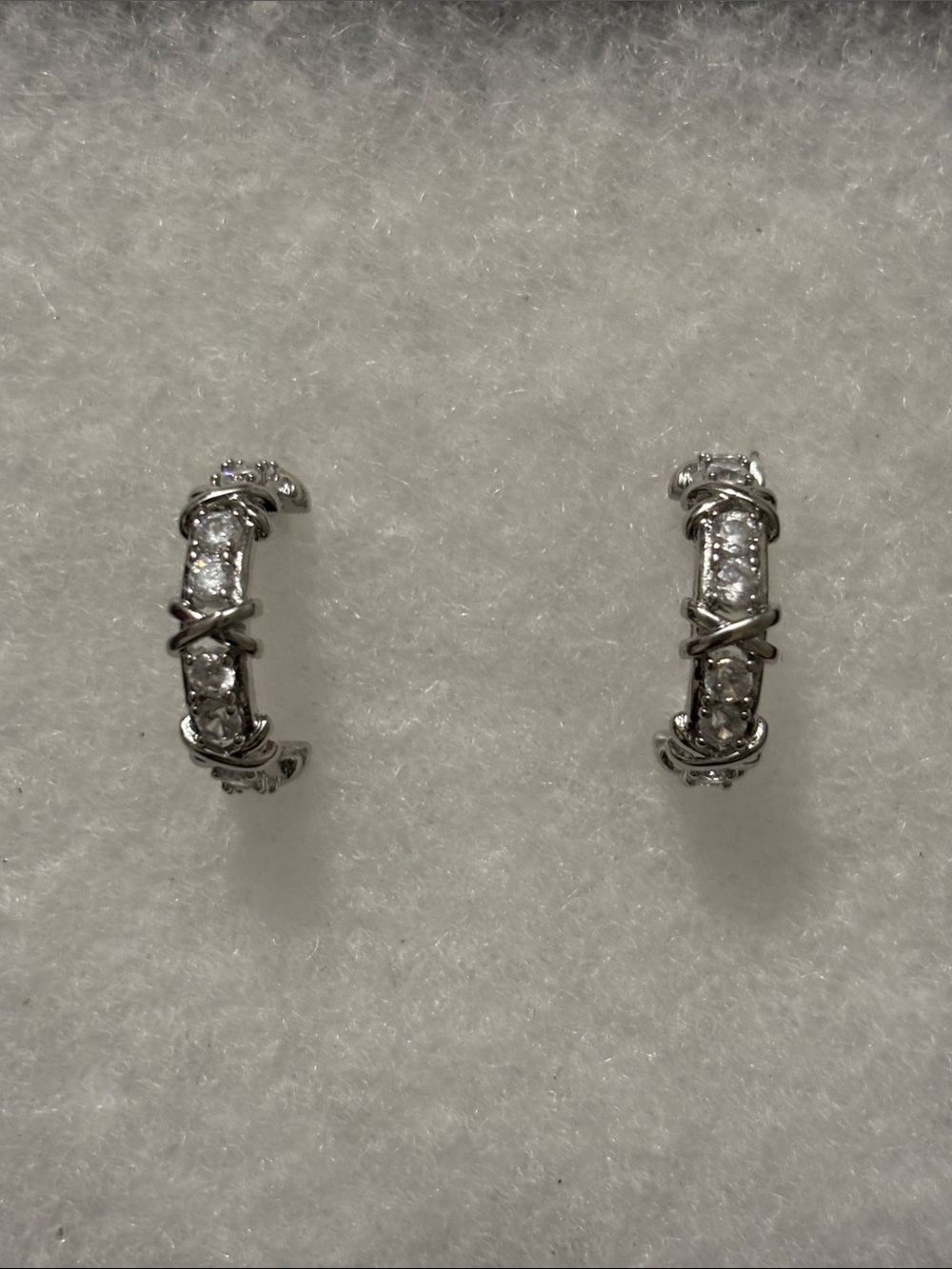 XOXO Silver & Diamond Hoop Earrings